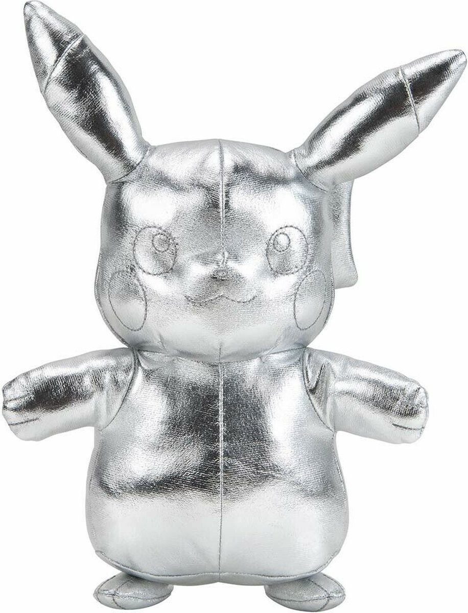 Pikachu Zilver - Pokémon Pluche Knuffel 32 cm {Pokemon Plush Toy | Speelgoed Knuffeldier Knuffelpop voor kinderen jongens meisjes | Charizard, Bulbasaur, Charmander, Squirtle, Pikachu, Eevee}